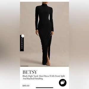 Club L London Black Draped Long Sleeve Dress
